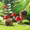 Decorative Flowers Hedgehog Wood Mushroom Decoration Garden Moss Resin Crafts Artificial Mini Red Dot Miniature Ornament Decorate