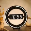 Zegary stołowe 12 cali świetlisty zegar ścienny cyfrowy elektroniczny dioda LED prosta nocna okrągła dekoracja domu