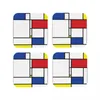 Placemats Mondriaan Minimalist De Stijl Moderne Kunst Fatfatin Onderzetters Koffie Set van 4 Placemats Cup Servies Pads Voor Thuis Eetbar