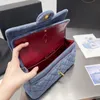 Bolsas Cartera Velour Diseñador CF Monedero Letras dobles Marca de lujo Cuero gris Mujer Casual Solo bolso de hombro Cadena