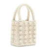 Bag Pearls Beaded Box Totes Women Party Vintage Handbag 2024 Summer White Hand Wholesale Drop