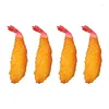 Flores decorativas 4 unidades simuladas tempura frita camarão frango decorações simulações tempuras brinquedo