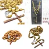 Beaded Grandes Perles De Bois Suspendus Chapelet Mural Grand Decoratif Religieux Catholique Croix Eglise Drop Delivery Otahm