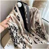 Foulards Femmes Cachemire Écharpe Hiver Wram Léopard Hijab Épais Pashmina Châles Lady Wraps Couverture Imprimée Gland Grand Bufanda Echarpe 2 Dhtam