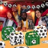 Present Wrap Soccer Party Treat Boxes 12pcs Football Cardboard Candy Cookies Box med handtag Goodie Favor Väskor för barnens födelsedag