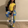 Jean déchiré de mode pour femmes pantalon de jean à gratter jaune