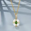 Pendants Chic Luxury Natural Diopside 925 Silver Gold Plated Pendant Necklace For Women White Shell Zircon Choker Necklaces 2024 Gift