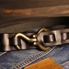 Belts 3.4cm copper buckle hand woven denim hook strap personalized mens pure denim strap successful mens business military strap Q240401