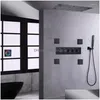 Ensembles de douche de salle de bains Matte Black Colorf LED Head Plafond 62X32Cm Système de pluie thermostatique Set Drop Livraison Accueil Robinets de jardin Dhn6F