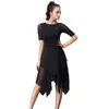 Vestidos sexy urbanos femininos moda malha manga curta dança latina borla vestido de uma peça para mulheres/feminino salão de baile tango cha rumba trajes yq240330