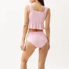 Maillots de bain pour femmes Couleur unie Maillot de bain fendu Sexy Maillots de bain conservateurs à volants pour femmes Tops Long