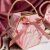 Pakiet prezentu kreatywny pudełko muzyczne różowy szary ins marmur marmur ślubny ręka ręczy opakowanie imprezowe/weselne pudełka