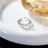 Cluster anneaux de style coréen anneau zircon ring femelle ouverture régime réglable simple bijoux coréen à la mode