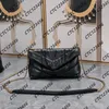 Hoge kwaliteit luxe handtas schoudertas ontwerper naad lederen dames metalen ketting zwarte clamshell messenger kettingtassen