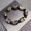 Bracelets Link Natural Golden Obsidian Pixiu Bracelet Fashion Crystal Quartz Bijoux de pierres précieuses Reiki Guérison cadeau pour les femmes 1pcs