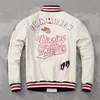 Fashion Terrycloth Embroidery Genuine Leather Baseball Jacket White Black American Style Sport Coat Loose Street Mens Jacket 240314