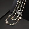 Pendant Necklaces Feehow Camellia Imitation Pearl Sweater Chain For Women Sweet Romantic White Long Necklace Daily Wearable Jewelry Dr Dh6Yp