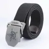 Belts Fashionable mens metal sliding buckle belt breathable canvas celebrity army casual unisex jeans accessories casual belt Q240401