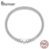 Chain Bamoer 925 sterling silver classic square buckle bracelet with retro woven silver chain womens platinum gold-plated exquisite jewelry Q240401