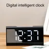 Orologi da tavolo Desktop Led Display digitale Sveglia Muto Home Office Specchio per il trucco Decorazione elettronica in vetro Ornamenti Z6f0