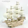 Block 3D träpussel Ming Merchant Ship Jigsaw Building Blocks Model DIY Sailing Boat Kids Toys For Children Gift Home Decoration 240401