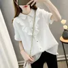 Women's Blouses Ruffled Solid Color Versatile Short Sleeve Shirt 2024 Korean Version Thin Casual Top Blouse Women XS - XXXXXL Large