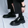 Casual Shoes Men's Fashion Thick Soled Leather Business Lace Up Oxford Green Black Waterproof Platform Wedding Height