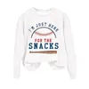 Dameshoodies Schattig lang shirt Honkbal bedrukt Ronde hals Meerkleurig sweatshirt met capuchon zonder mouwen en zakken