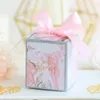 Prezent Pink Color Box Bag Wedding Favours Opakowanie Baby Shower Birthday Party Candy Pudełka z wstążką