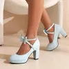 Pumps lolita schoenen enkelriem dames platform hoge hakken schattige pumps zoete boog dames kantoor schoenen cosplay rood wit roze zwart