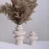 Vase Nordic White Fish Fired Home Accessoriesセラミック花瓶の斑点を付けられた艶をかけられた乾燥した花の福品創造的装飾装飾