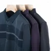 Herren Polos Mode Marke Männer Poloshirt Langarm Casual Herbst und Winter Kleidung Warme Gestreifte Koreanische Stil Dicke Männliche Tops