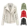Etiqueta personalizada mulher blazer jaqueta inverno senhoras jaquetas de couro real motocicleta zíperes turndown casaco feminino