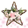 Guirlande de fleurs décoratives simulées de camélia, pendentif cinq étoiles, porte murale pour jardin, célébrations de festivals de mariage (rose)