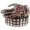 Belts Full metal rivet belt with hip-hop skull head ghost hand bone skeleton claw alloy buckle fashionable decorative belt Q240401