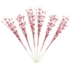 Kwiaty dekoracyjne 6pcs sztuczne czerwone łodygi jagód świąteczne gałęzie