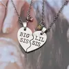 Hänghalsband 2 st/set Big Little Sister Necklace For Women Girl Zircon Heart Crystal Pendant Halsband Bästa vänner Forever BFF smycken gåva 240401