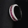 Cluster ringen roze steen inlay voor vrouwen-zilverachtige-sieraden chique strass ring vintage bruiloft anillos geschenken groothandel Dd212