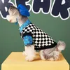 Hundkläder Autumn Winter Pet Clothes Black and White Checkerboard tröja Vest Clothing Schnauzer Puppy Thick Pug Cat