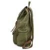 バックパックKooger Vintage Leather Military Canvas Men's School Bag DrawstringSchoolBag Women BagpackMochila