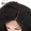 합성 가발 벨라 곱슬 머리 합성 레이스 가발 꼰 험상를위한 큰 머리 가발 흑인 여성 14 인치 킨키 곱슬 머리 합성 전면 가발 Y240401