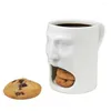 Mugs Ceramic Coffee Mug Stylish Cup Tea With Biscuit Holder Face Shape Water For Home Office