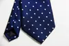 Papillon Classico Plaid Blu Oro Cravatta JACQUARD TESSUTO Seta 8 cm Cravatta da uomo Business Festa di nozze Collo formale