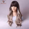 Pelucas sintéticas AIDSHAIR Europeo y American Fashion Grey Gray Highlights Wavy Wig Wig de 26 pulgadas Cabeza completa Y240401