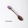 Kaffescoops 3st Mixing Spoon Natural Arts Crafts Vintage Style Hand-snidade bordsartiklar Copper Crystal Tea Set Accessories