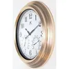 Wall Clocks 18.5" Round Outdoor Clock Metal Hygrometer White Face Analog Display Durable Copper Finish Indoor/Outdoor Use 1