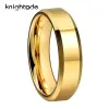 Ringe 6/8mm hochwertige goldene Farbzeiten Ehere Frauen Frauen Wolfram Carbide Engagement Ringe abgeschrägtes Kanten Flachpolierkomfort Pass