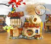 Blocs Nouveau créatif Mini pliant Street View Bee Shop porc magasin blocs de construction bricolage jouets éducatifs garçons et filles cadeau pour enfants 240401