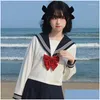 Ensembles de vêtements Jupes de marin blanches de la marine Costume JK Uniforme scolaire japonais Étudiants Coréen Kawaii Fille Cosplay Livraison directe Dhgkj