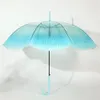 Umbrella Long Handle Jellyfish Automatic Minimalist Modern Transparent Gradient Unique Beach Parasol Plastic Unisex Rain Gear 240329
